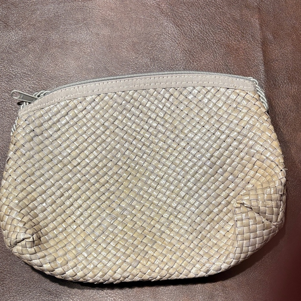 Elegant Woven Tan Clutch
